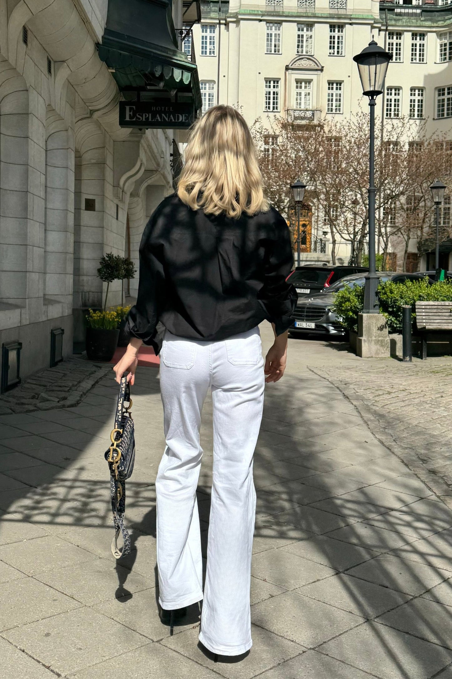Wide Flared Stretch Jeans - White