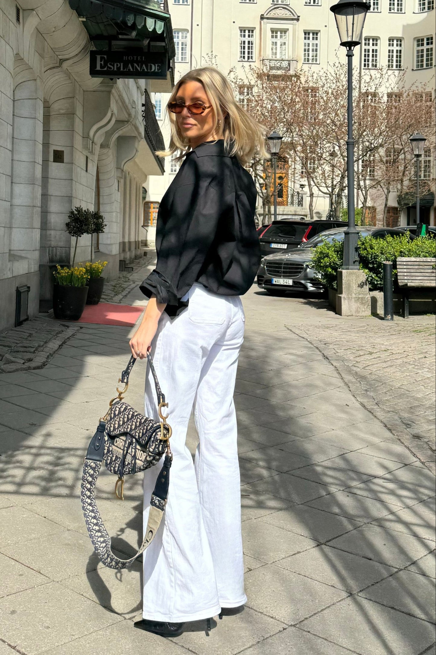 Wide Flared Stretch Jeans - White