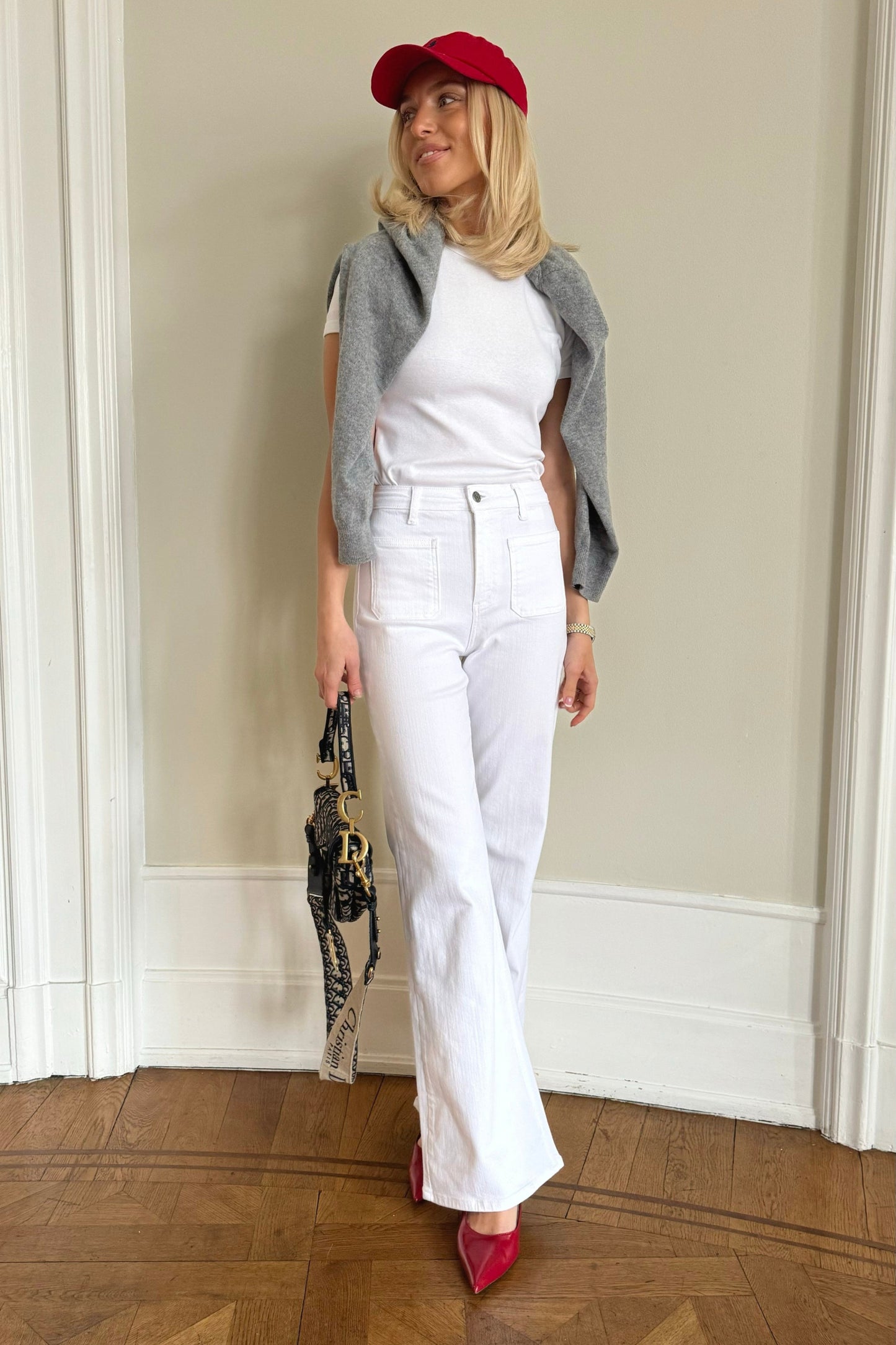 Wide Flared Stretch Jeans - White